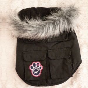 Canada Pooch Dog Coat w/ Faux Fur Trim Hood